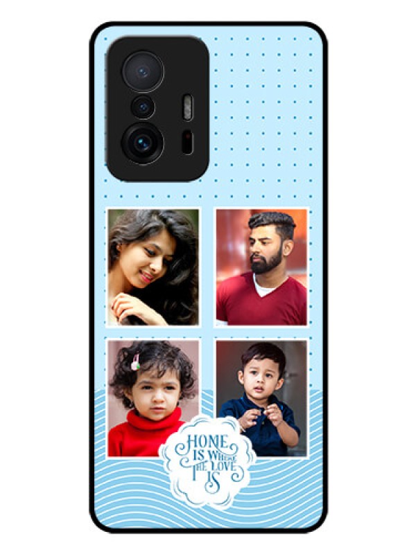 Custom Xiaomi 11T Pro 5G Custom Glass Phone Case - Cute love quote with 4 pic upload Design
