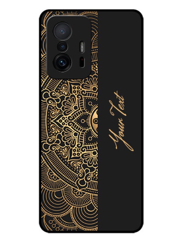 Custom Xiaomi 11T Pro 5G Photo Printing on Glass Case - Mandala art with custom text Design