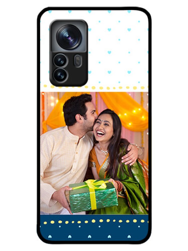 Custom Xiaomi 12 Pro 5G Personalized Glass Phone Case - White and Blue Abstract Design