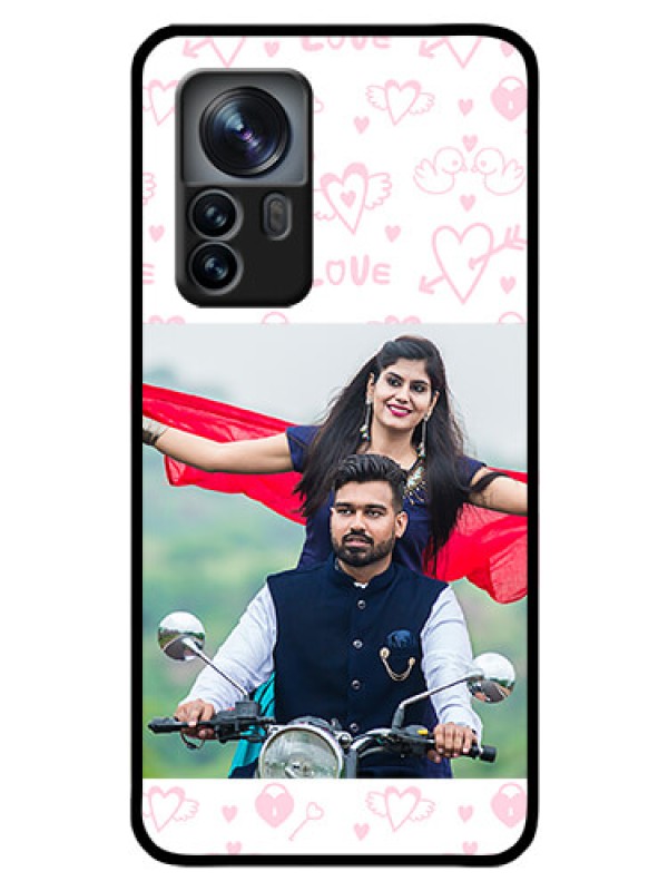 Custom Xiaomi 12 Pro 5G Custom Glass Mobile Case - Pink Flying Heart Design