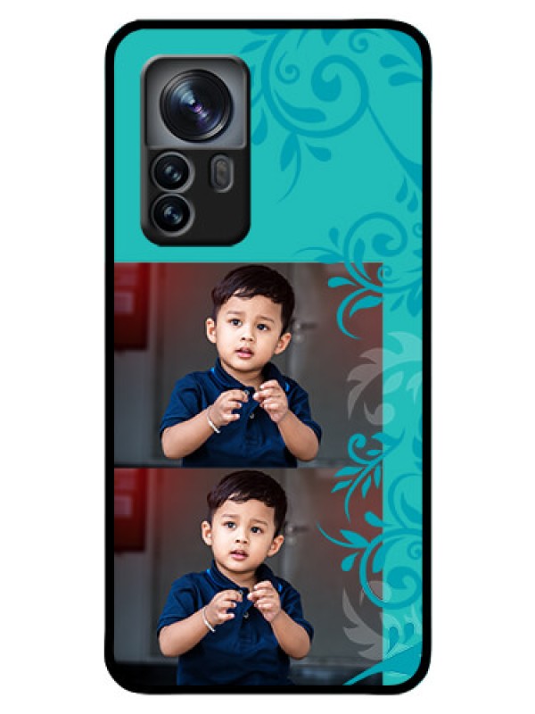 Custom Xiaomi 12 Pro 5G Personalized Glass Phone Case - with Photo and Green Floral Design