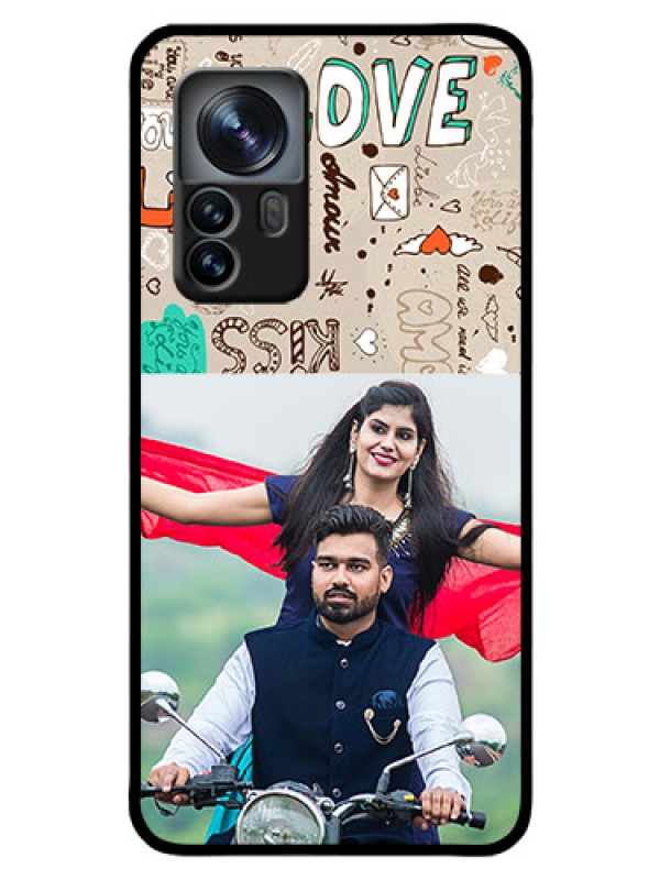 Custom Xiaomi 12 Pro 5G Custom Glass Phone Case - Love Doodle Pattern