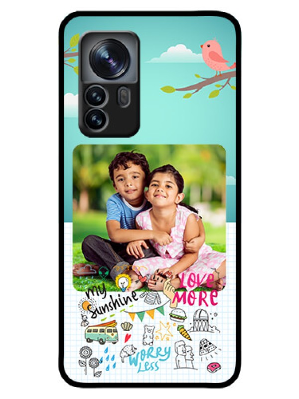 Custom Xiaomi 12 Pro 5G Photo Printing on Glass Case - Doodle love Design