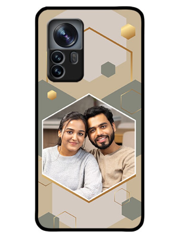 Custom Xiaomi 12 Pro 5G Photo Printing on Glass Case - Stylish Hexagon Pattern Design