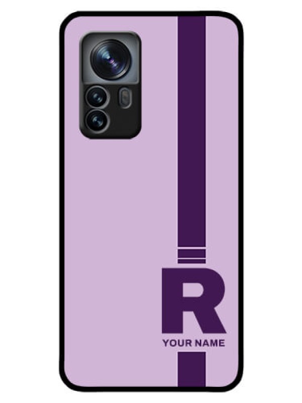 Custom Xiaomi 12 Pro 5G Photo Printing on Glass Case - Simple dual tone stripe with name Design