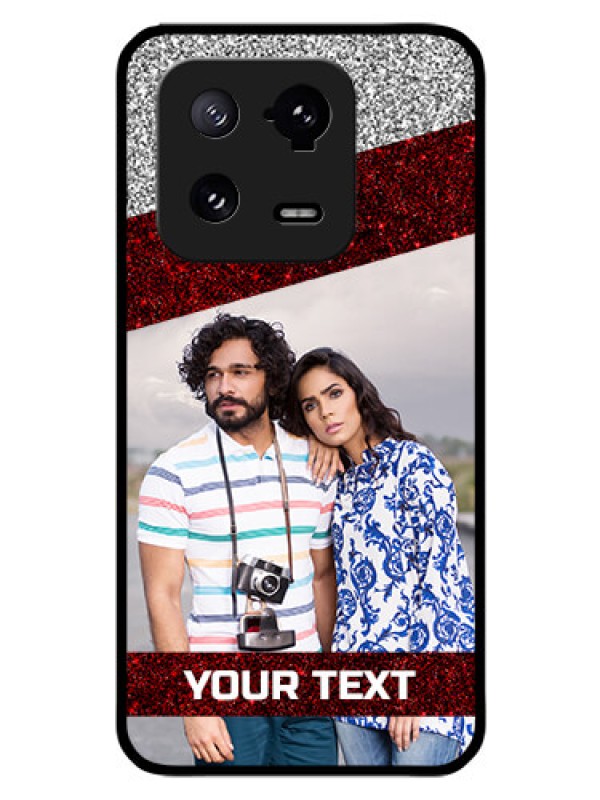 Custom Xiaomi 13 Pro 5G Personalized Glass Phone Case - Image Holder with Glitter Strip Design