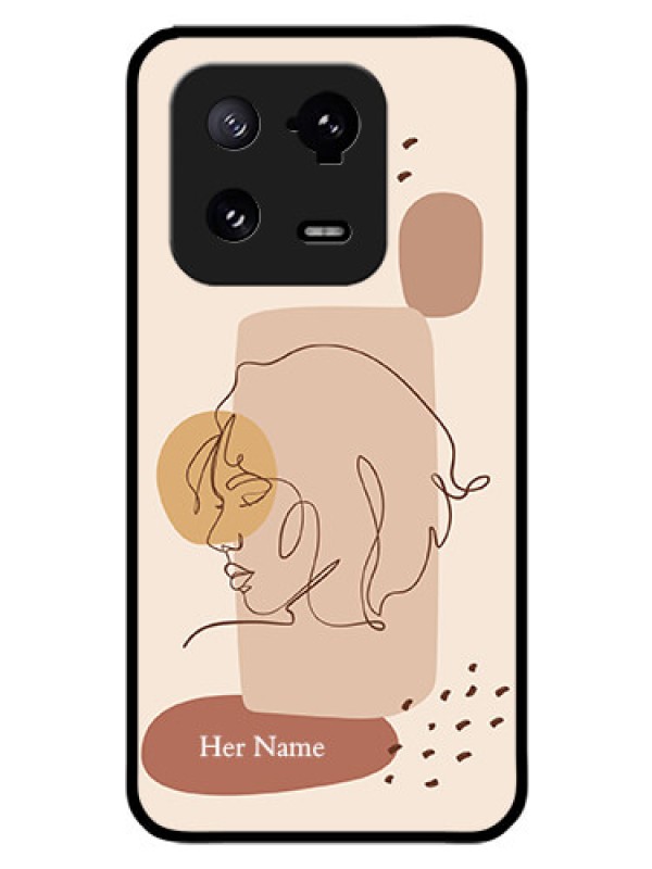 Custom Xiaomi 13 Pro 5G Photo Printing on Glass Case - Calm Woman line art Design