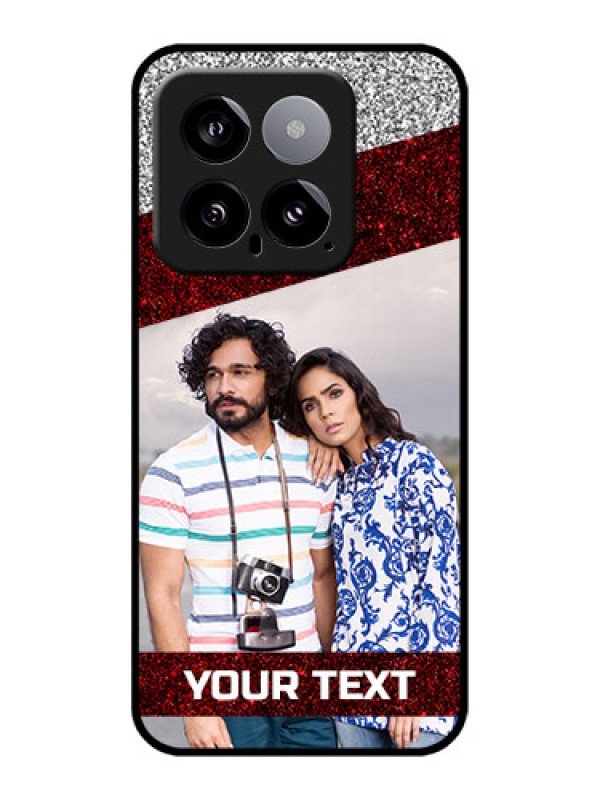 Custom Xiaomi 14 5G Custom Glass Phone Case - Image Holder With Glitter Strip Design