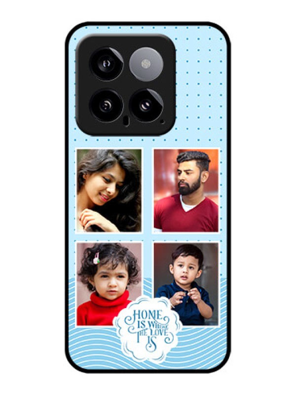 Custom Xiaomi 14 5G Custom Glass Phone Case - Cute Love Quote With 4 Pic Upload Design