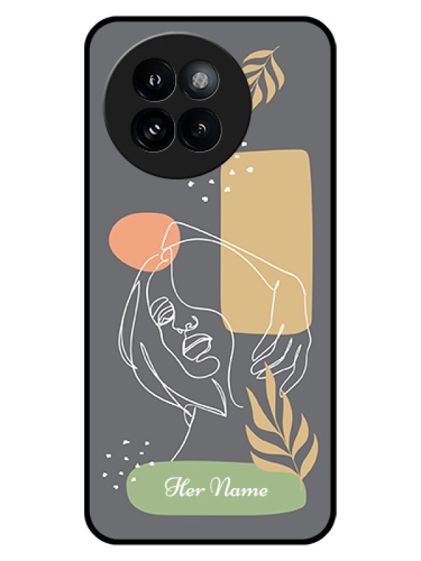 Custom Xiaomi 14 Civi Custom Glass Phone Case - Gazing Woman Line Art Design
