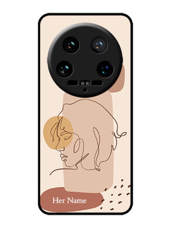 Custom Xiaomi 14 Ultra Custom Glass Phone Case - Calm Woman Line Art Design