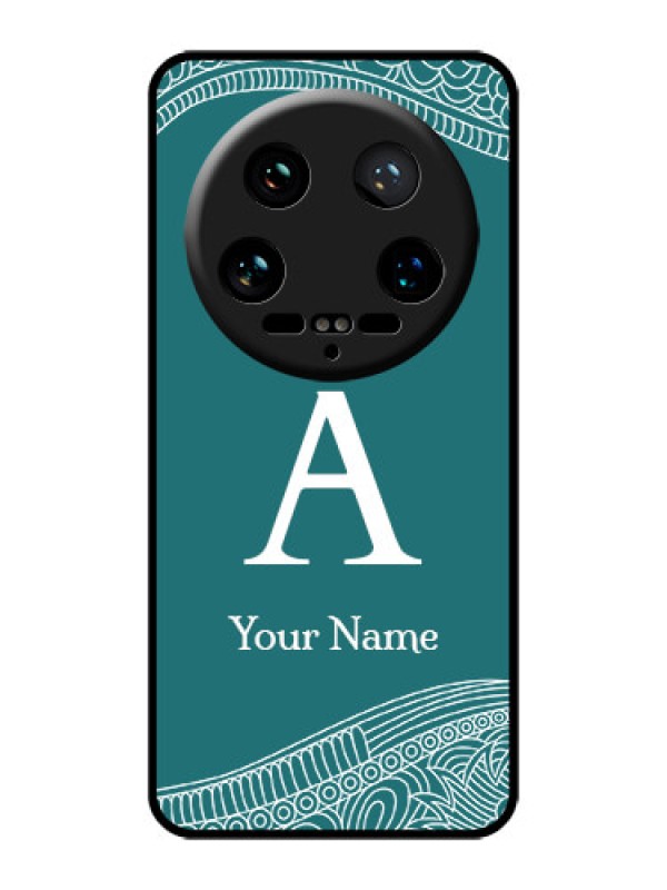 Custom Xiaomi 14 Ultra Custom Glass Phone Case - Line Art Pattern With Custom Name Design