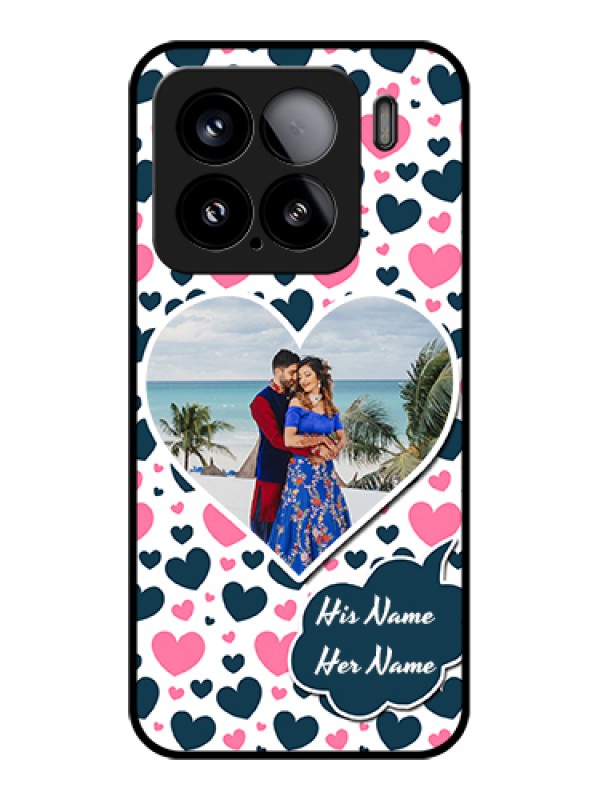 Custom Xiaomi 15 5G Custom Glass Phone Case - Pink & Blue Heart Design