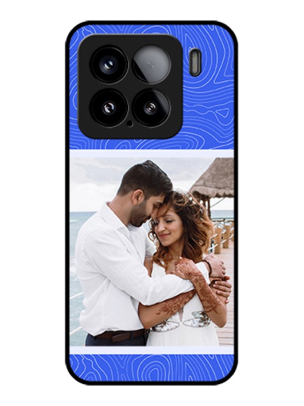 Custom Xiaomi 15 5G Custom Glass Phone Case - Curved Line Art With Blue And White Design