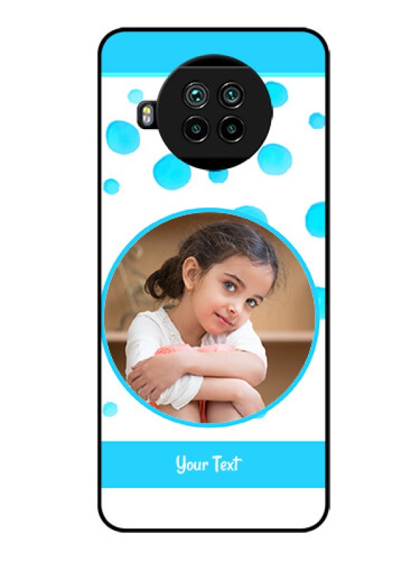 Custom Mi 10i 5G Photo Printing on Glass Case  - Blue Bubbles Pattern Design