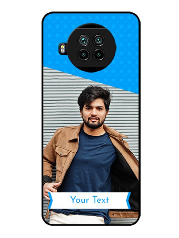 Custom Mi 10i 5G Photo Printing on Glass Case  - Simple Blue Color Design
