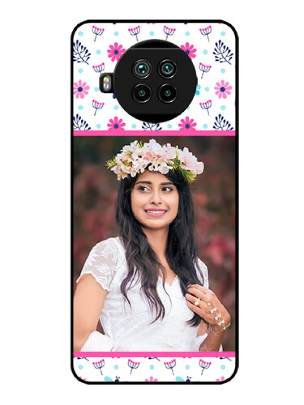 Custom Mi 10i 5G Photo Printing on Glass Case  - Colorful Flower Design