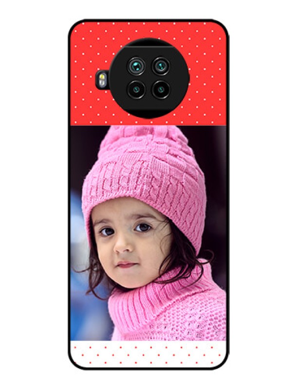 Custom Mi 10i 5G Photo Printing on Glass Case  - Red Pattern Design