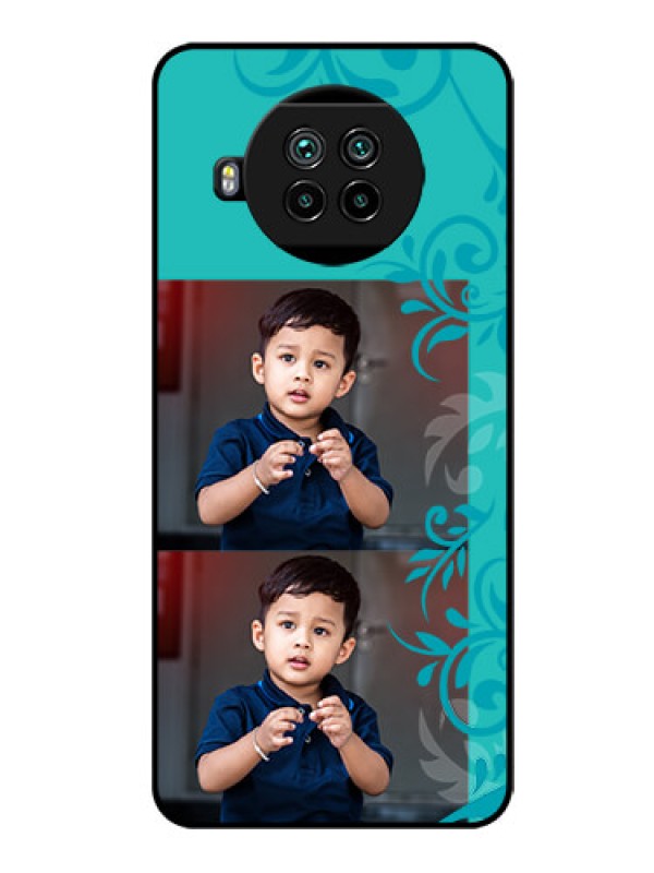 Custom Mi 10i 5G Personalized Glass Phone Case  - with Photo and Green Floral Design 