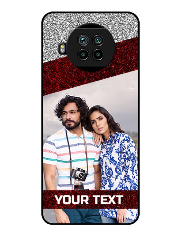 Custom Mi 10i 5G Personalized Glass Phone Case  - Image Holder with Glitter Strip Design