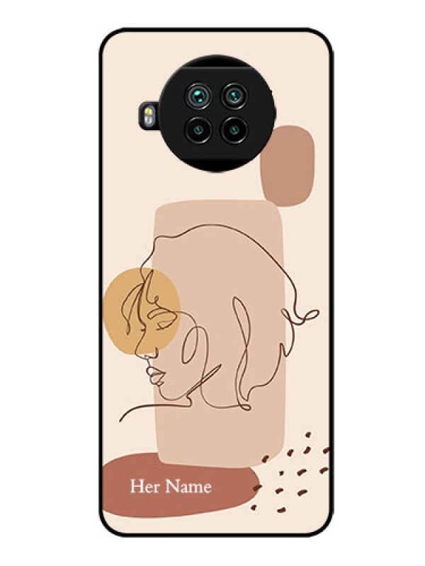 Custom Xiaomi Mi 10I 5G Photo Printing on Glass Case - Calm Woman line art Design