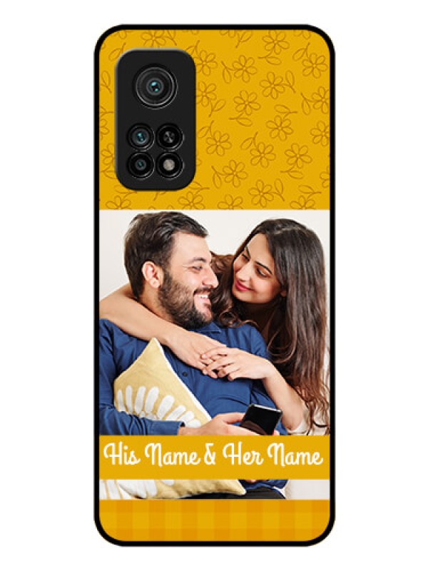 Custom Mi 10T Pro Custom Glass Mobile Case - Yellow Floral Design