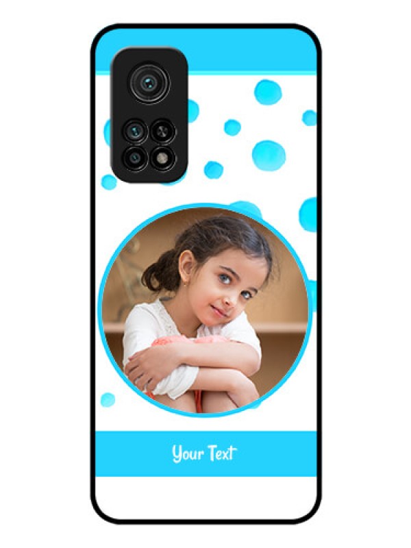 Custom Mi 10T Pro Photo Printing on Glass Case - Blue Bubbles Pattern Design