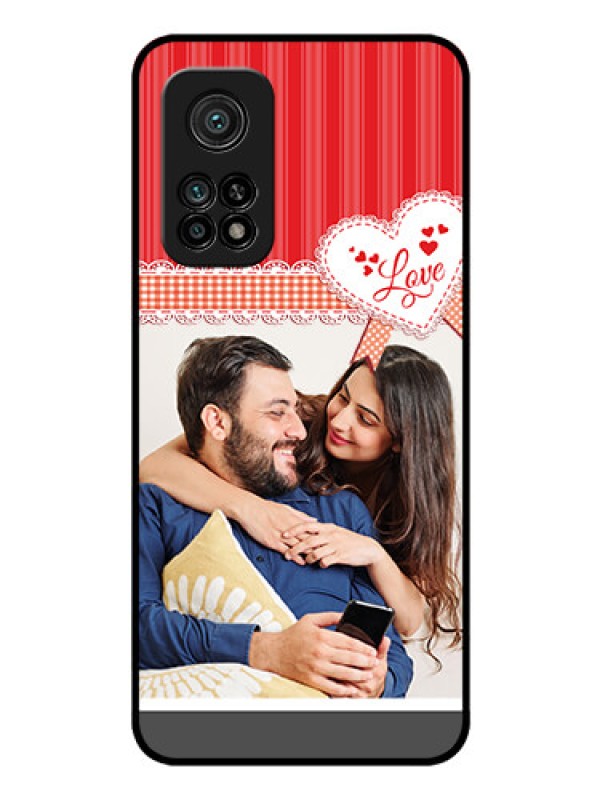Custom Mi 10T Pro Custom Glass Mobile Case - Red Love Pattern Design