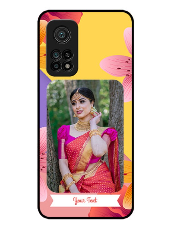 Custom Mi 10T Pro Custom Glass Mobile Case - 3 Image With Vintage Floral Design