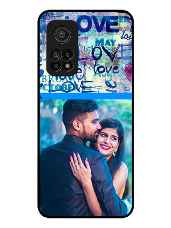 Custom Mi 10T Custom Glass Mobile Case - Colorful Love Design