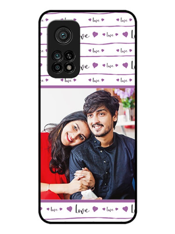 Custom Mi 10T Custom Glass Mobile Case - Couples Heart Design