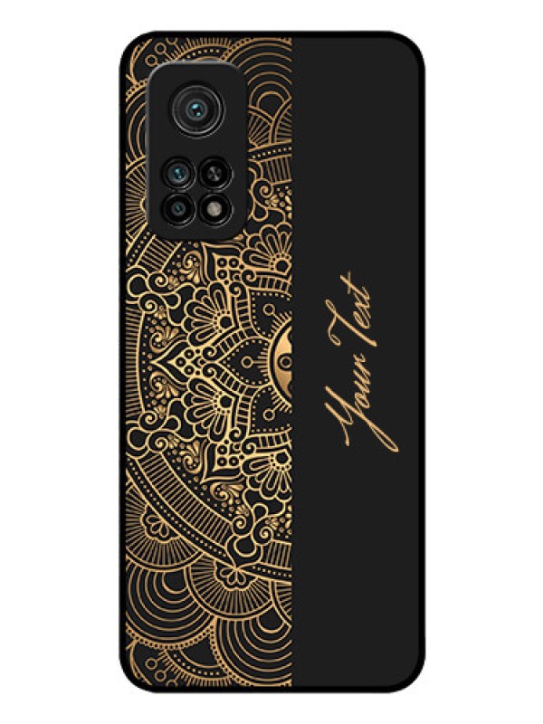 Custom Xiaomi Mi 10T Photo Printing on Glass Case - Mandala art with custom text Design