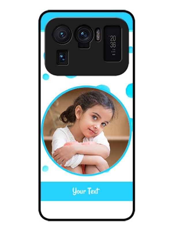 Custom Mi 11 Ultra 5G Photo Printing on Glass Case - Blue Bubbles Pattern Design