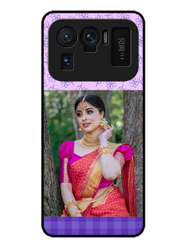 Custom Mi 11 Ultra 5G Custom Glass Phone Case - Purple Floral Design
