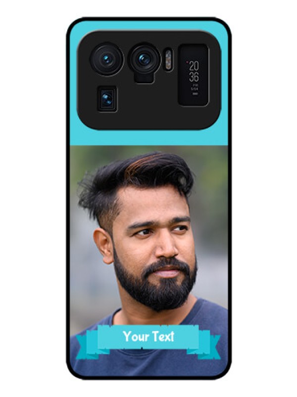 Custom Mi 11 Ultra 5G Personalized Glass Phone Case - Simple Blue Color Design