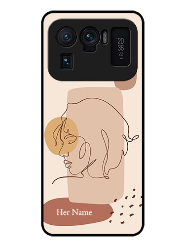Custom Xiaomi Mi 11 Ultra 5G Photo Printing on Glass Case - Calm Woman line art Design