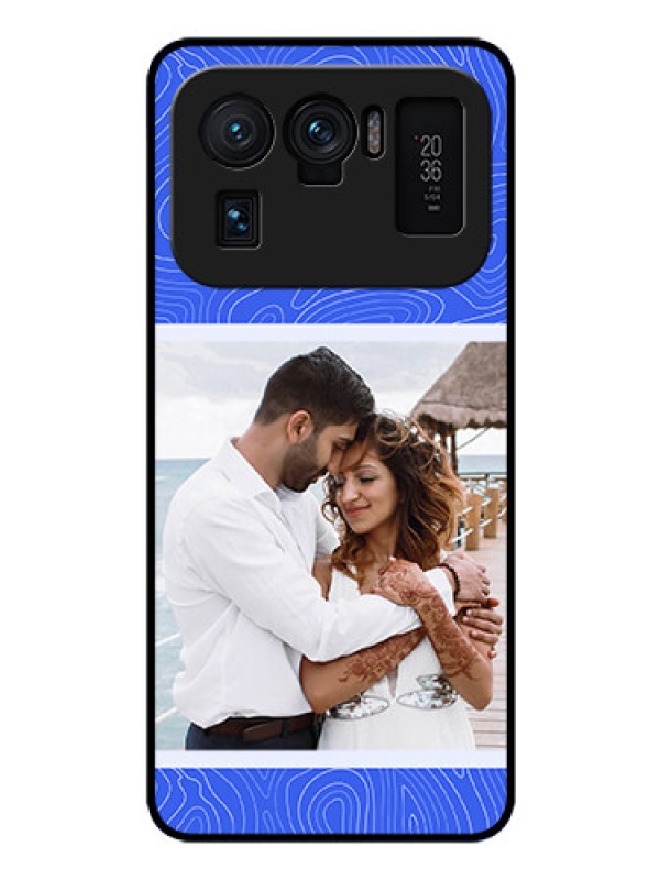 Custom Xiaomi Mi 11 Ultra 5G Custom Glass Mobile Case - Curved line art with blue and white Design