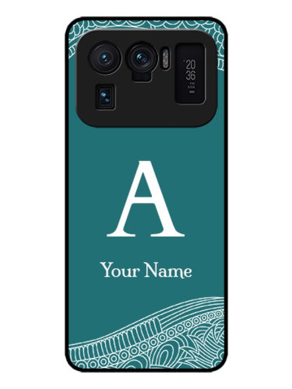 Custom Xiaomi Mi 11 Ultra 5G Personalized Glass Phone Case - line art pattern with custom name Design
