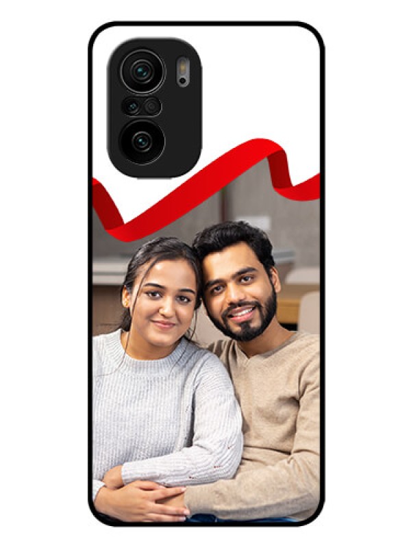 Custom Mi 11x Pro 5G Photo Printing on Glass Case - Red Ribbon Frame Design