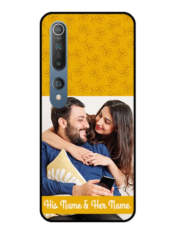 Custom Mi 10 Custom Glass Mobile Case  - Yellow Floral Design