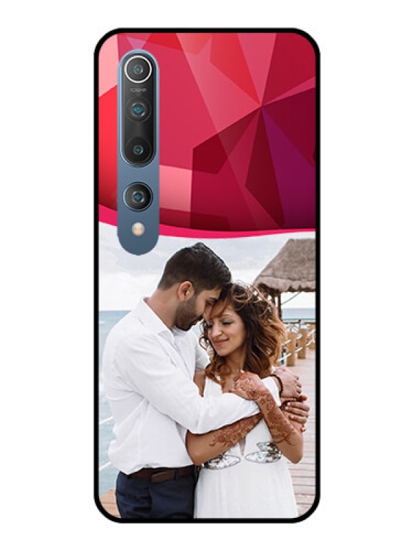 Custom Mi 10 Custom Glass Mobile Case  - Red Abstract Design