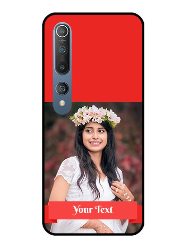 Custom Mi 10 Custom Glass Phone Case  - Simple Red Color Design