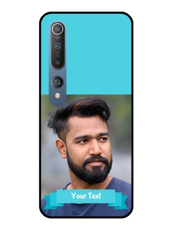 Custom Mi 10 Personalized Glass Phone Case  - Simple Blue Color Design