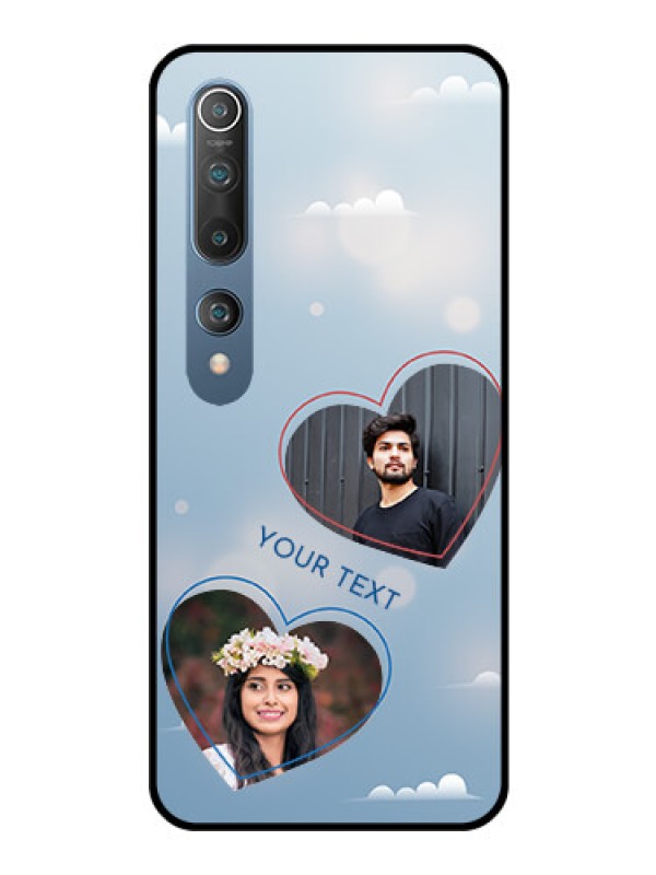 Custom Mi 10 Custom Glass Mobile Case  - Blue Color Couple Design 