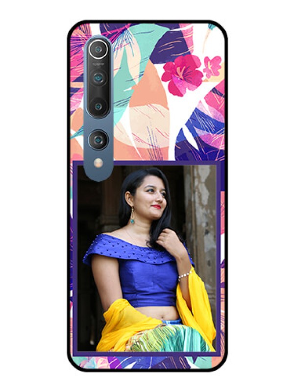 Custom Mi 10 Custom Glass Mobile Case  - Abstract Floral Design
