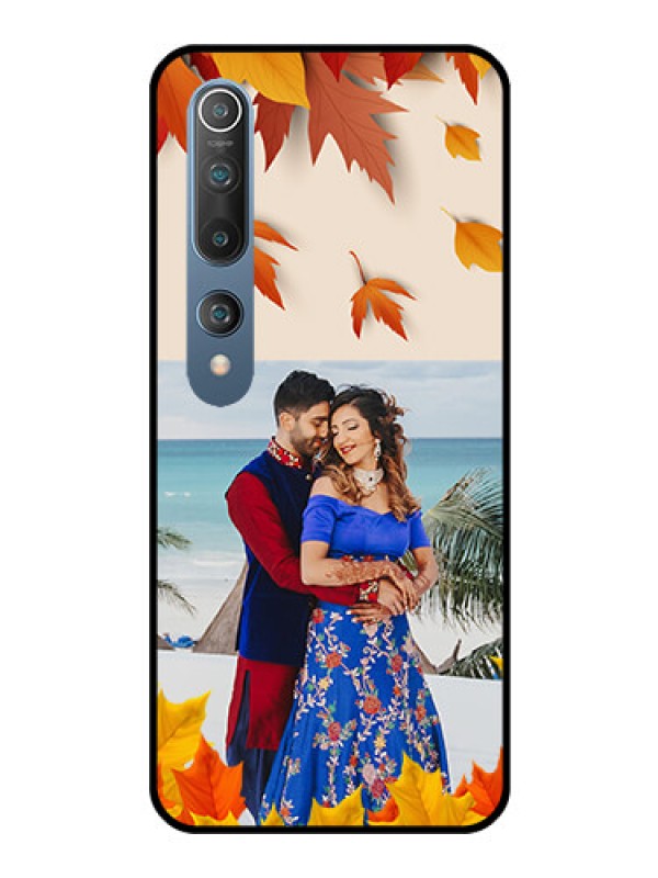 Custom Mi 10 Photo Printing on Glass Case  - Autumn Maple Leaves Design