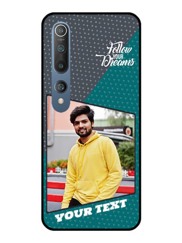 Custom Mi 10 Personalized Glass Phone Case  - Background Pattern Design with Quote