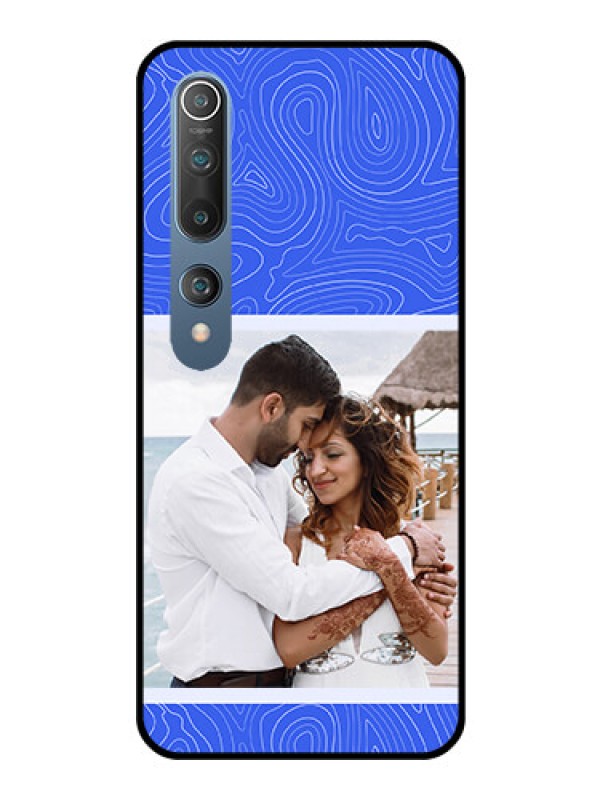 Custom Xiaomi Redmi 10 5G Custom Glass Mobile Case - Curved line art with blue and white Design