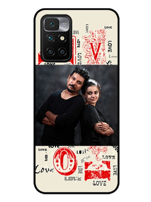 Custom Redmi 10 Prime 2022 Photo Printing on Glass Case - Trendy Love Design Case