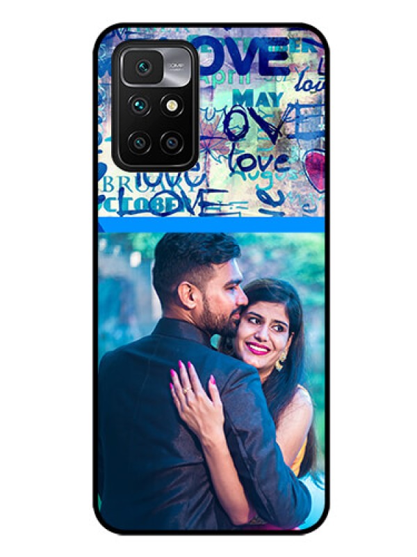 Custom Redmi 10 Prime 2022 Custom Glass Mobile Case - Colorful Love Design